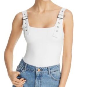 Tiger Mist White Bodysuit with Button Straps